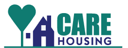 Logo with a heart outline, a house graphic, and the words "Hope Safe Housing" in blue text on a teal background.