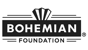 Bohemian Foundation logo featuring bold text with decorative lines and a geometric design above the word "Bohemian.