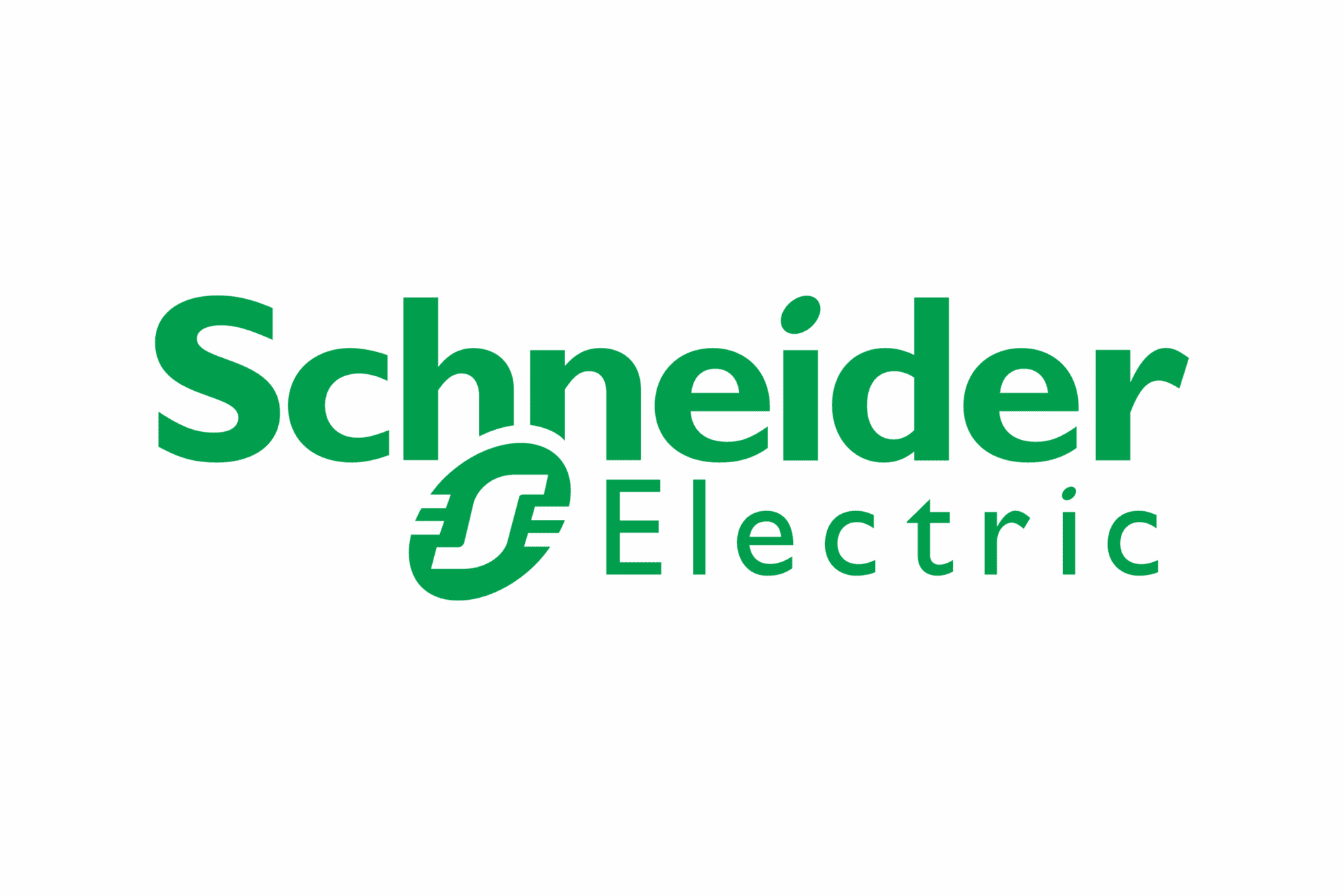 Schneider Electric logo with green text and symbol on a black background, perfect for fundraising events or initiatives focused on giving.