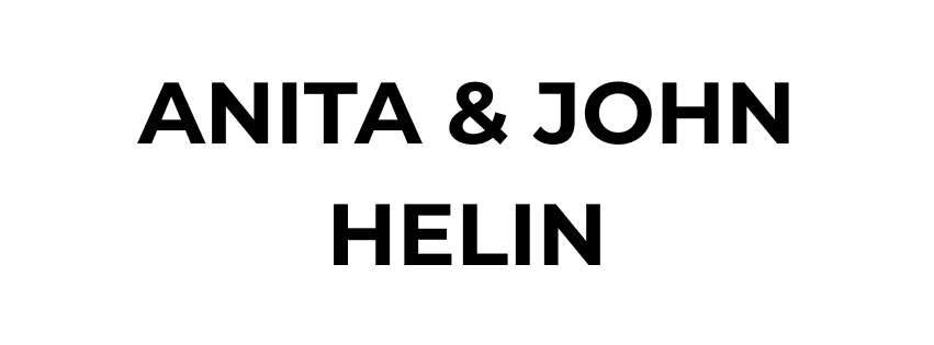 Black text on a white background reads "ANITA & JOHN HELIN" in bold, uppercase letters.