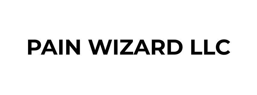 The image displays the text "PAIN WIZARD LLC" in bold, black capital letters on a white background.