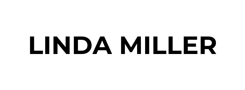 Black bold capital letters spelling "LINDA MILLER" on a white background.