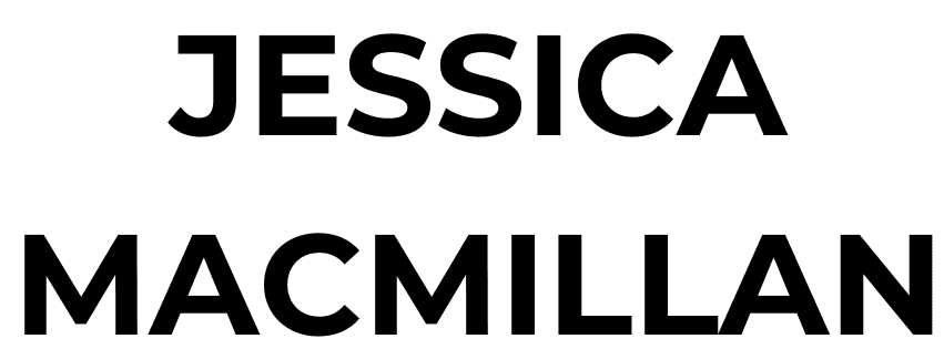 Text reads "JESICA" in large letters above "MACMILLAN" in even larger bold letters, both in a sans-serif font on a plain white background.