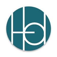 Teal circular logo featuring stylized white letters "H" and "d" separated by vertical lines.