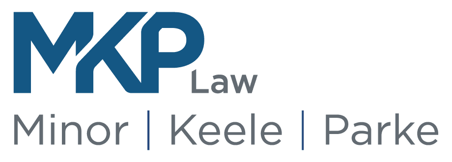 MKP Law logo with the company name written in blue and gray text, listing Minor, Keele, and Parke underneath.