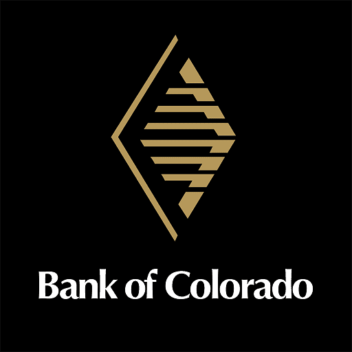 Gold geometric logo above white text that reads “Bank of Colorado” on a black background.